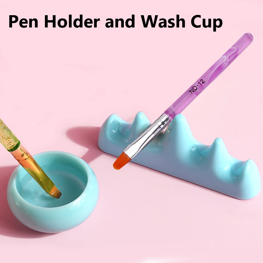 Blush Brush Kabuki - Acrylic Nail Brush Washing Bowl Set