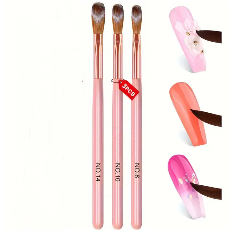 3pcs Pink Handle Acrylic Nail  – Blush Brush Kabuki recenzja i cena