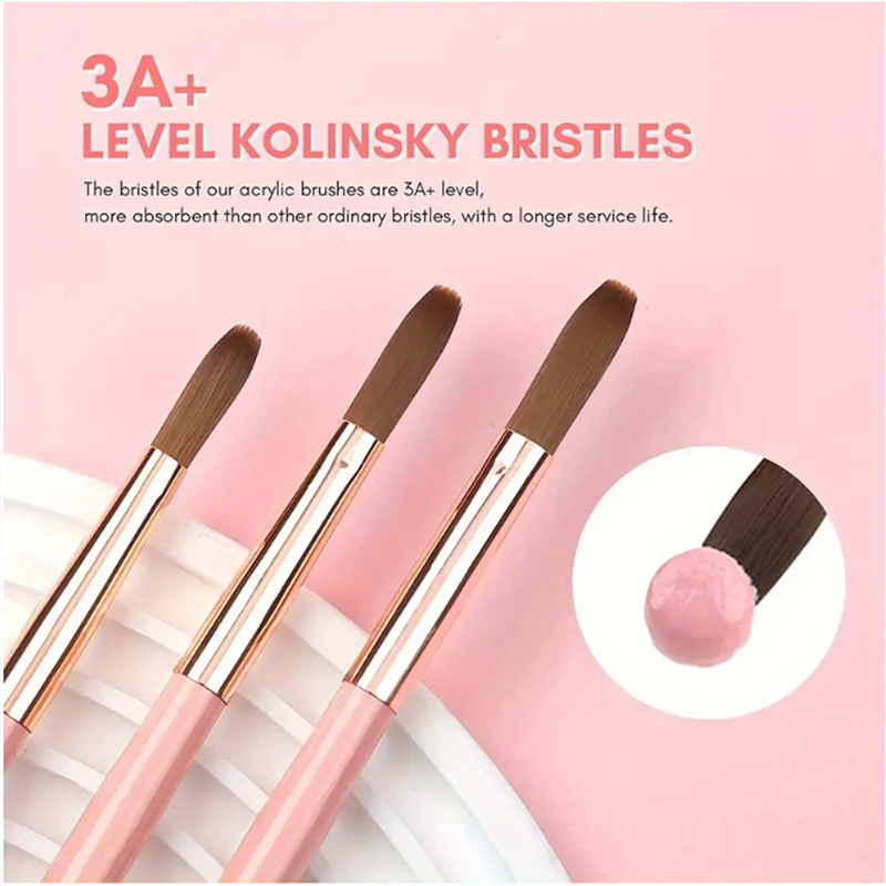 3pcs Pink Handle Acrylic Nail  – Blush Brush Kabuki recenzja i cena